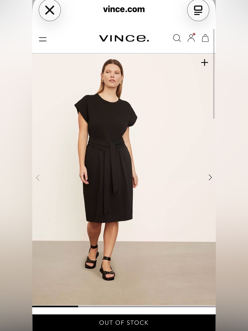 Vince 2X Pampas Cotton Tie Waist Midi T-Shirt Dress $195 original